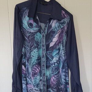 DG2 Navy Long Sleeve Polyester Shirt Men's